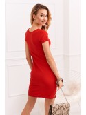 Rochie rosie cu maneca scurta 9967 - Magazin online - Boutique